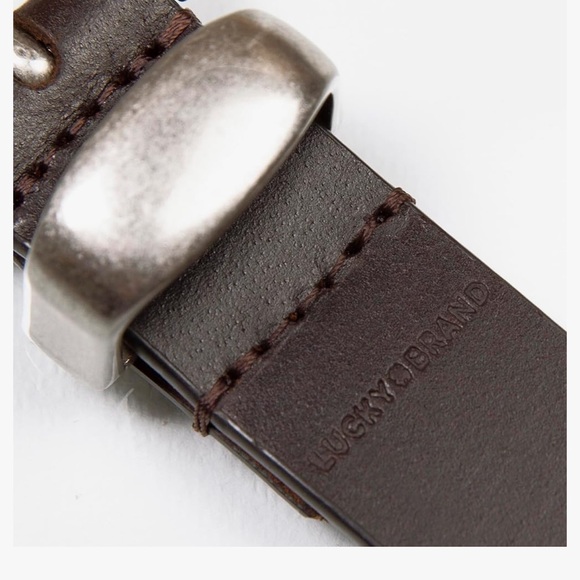 Lucky Brand Dark Brown Leather Studded Western 1" Belt w/ Silver Accents S, M, L - Picture 4 of 7